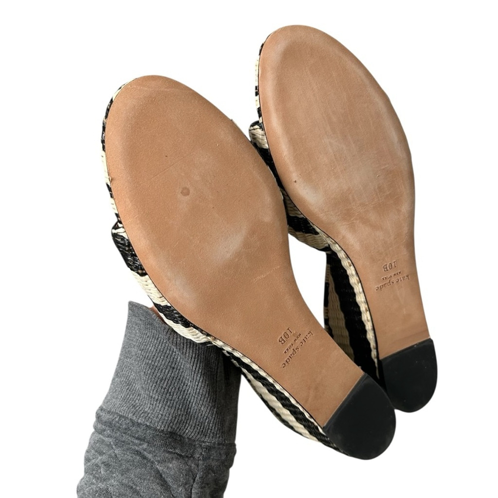 Kate Spade New York Women's Seville Raffia Leather Stripe Wedge Mule Sandals 10 - Picture 11 of 13